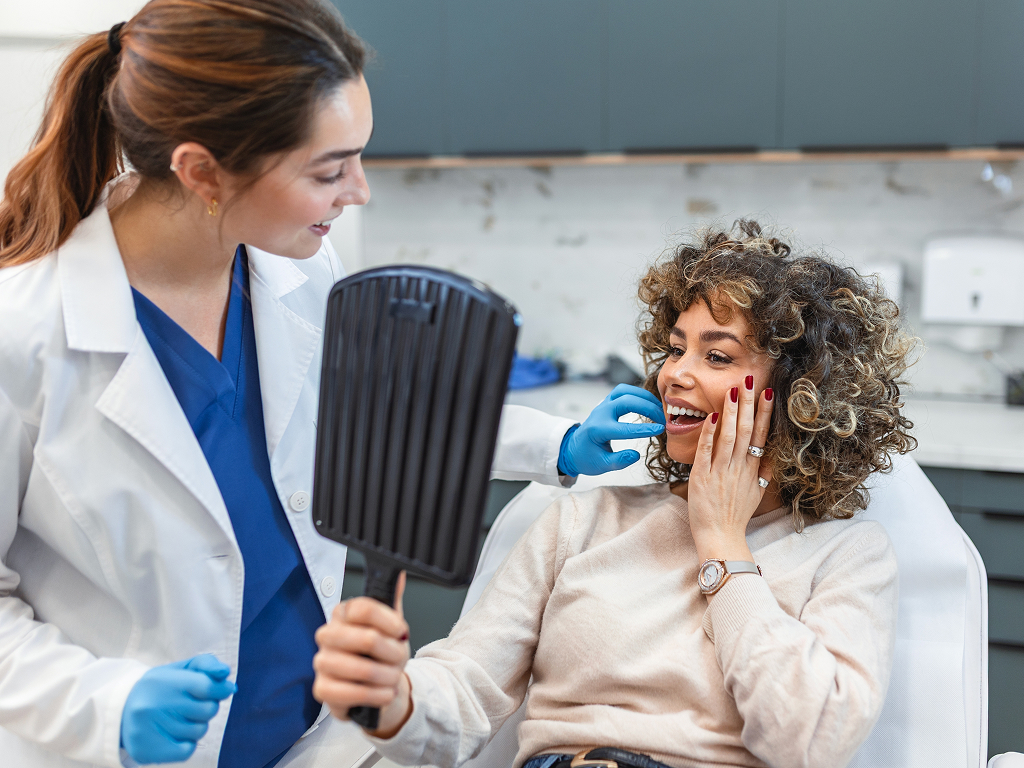 Dentist caring for patient